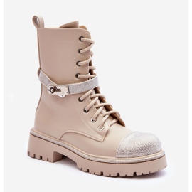 Stivali da lavoro da donna decorati in pelle Beige Totah 1