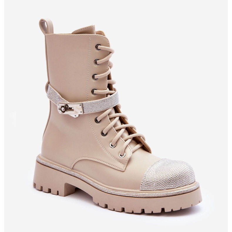 Stivali da lavoro da donna decorati in pelle Beige Totah 1