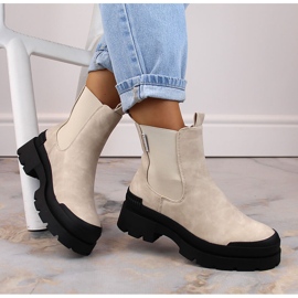 Stivaletti Chelsea da donna sulla piattaforma beige Big Star MM274322 1