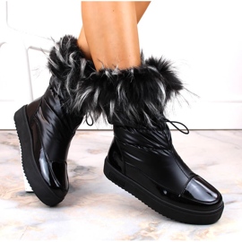 Doposci da donna con plateau e pelliccia nera Big Star MM274379 nero 1