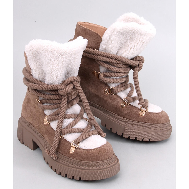 Stivali da neve in pelle di pecora Shea Khaki marrone 1