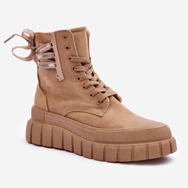 Stivaletti da donna con plateau in pelle scamosciata Beige Rafter 1
