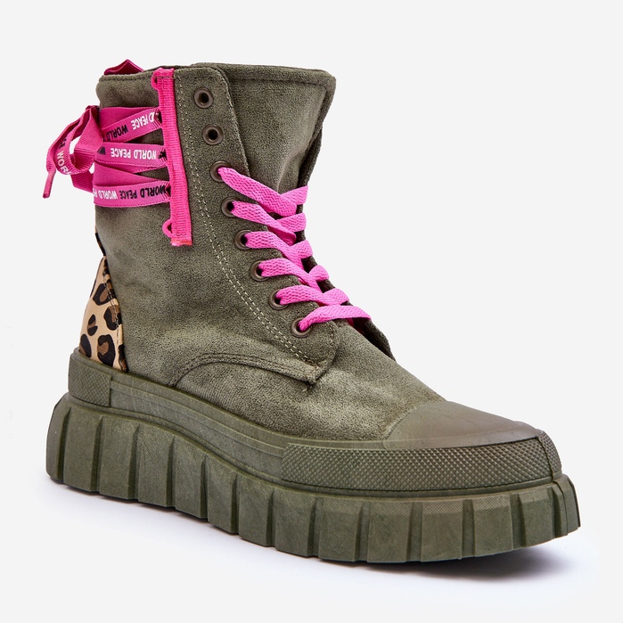 Stivaletti da donna con plateau in pelle scamosciata verde Rafter 1