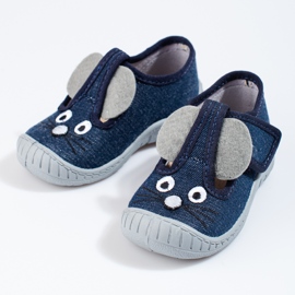 Pantofole da topo in velcro blu navy di Shelovet 1