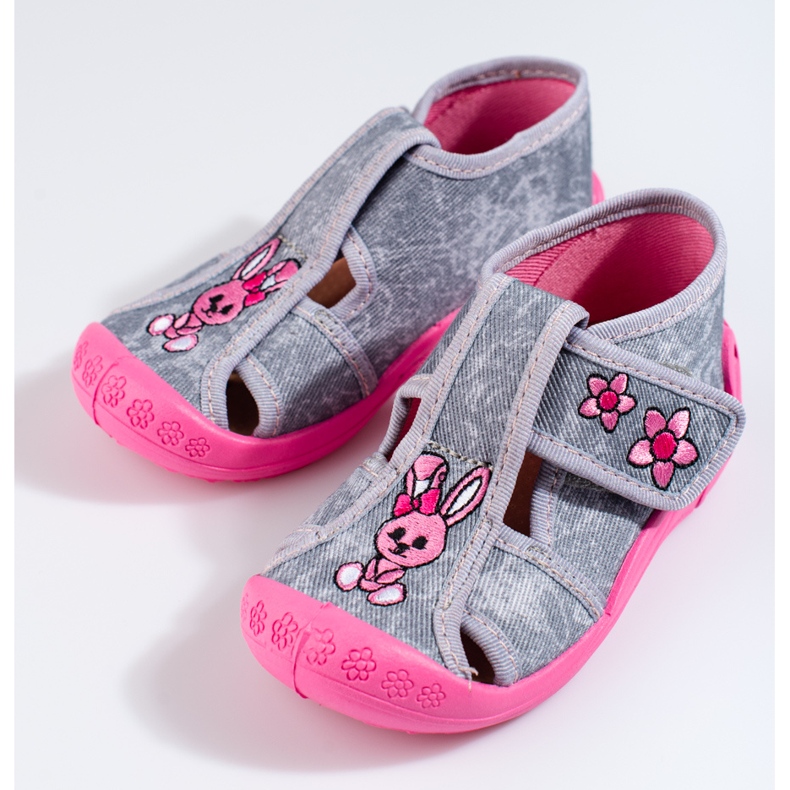 Pantofole grigio-rosa per ragazze di Shelovet 1