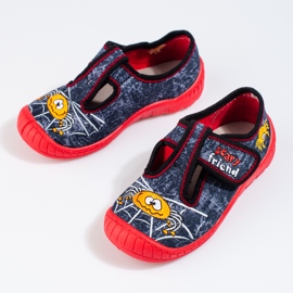 Pantofole ragno nere e rosse di Shelovet blu 2