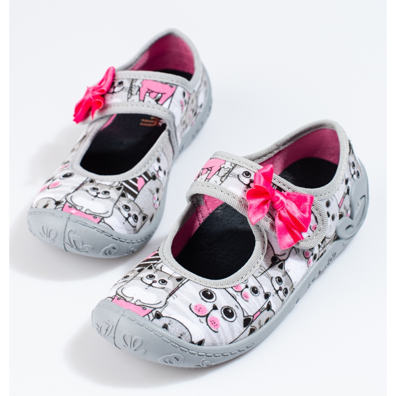 Pantofole grigie per ragazze con fiocco Shelovet grigio 1