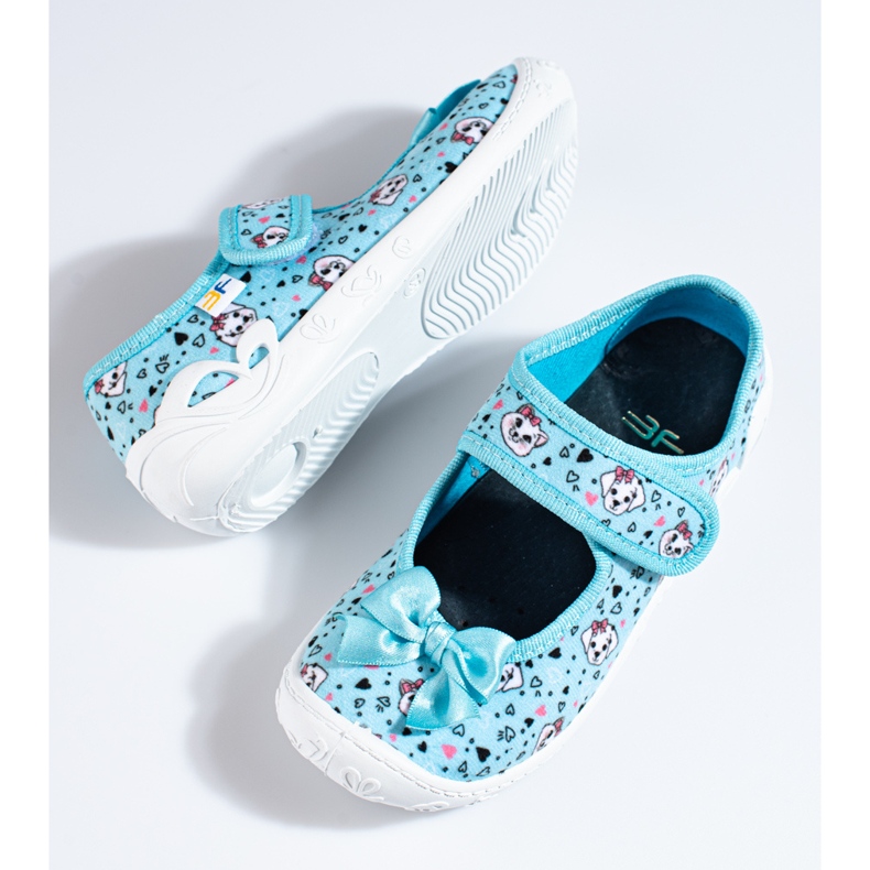 Pantofole blu per bambina con cani Shelovet multicolore 1