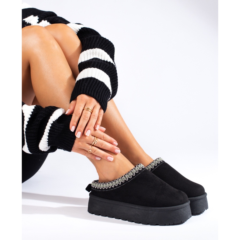Pantofole in pelle scamosciata nera di Shelovet nero 1