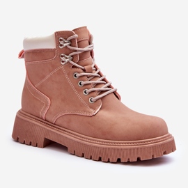 Trappers caldi in pelle da donna, bastoncini rosa 1