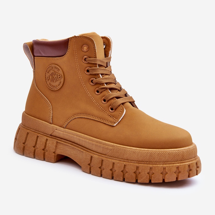 Stivali da donna in pelle con plateau Marrone Calys 1