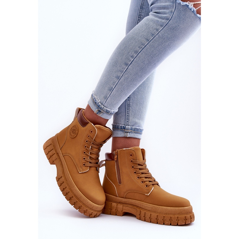 Stivali da donna in pelle con plateau Marrone Calys 2
