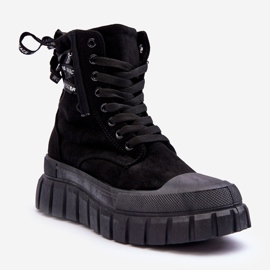 Stivali con plateau in pelle scamosciata da donna neri Rafter nero 1