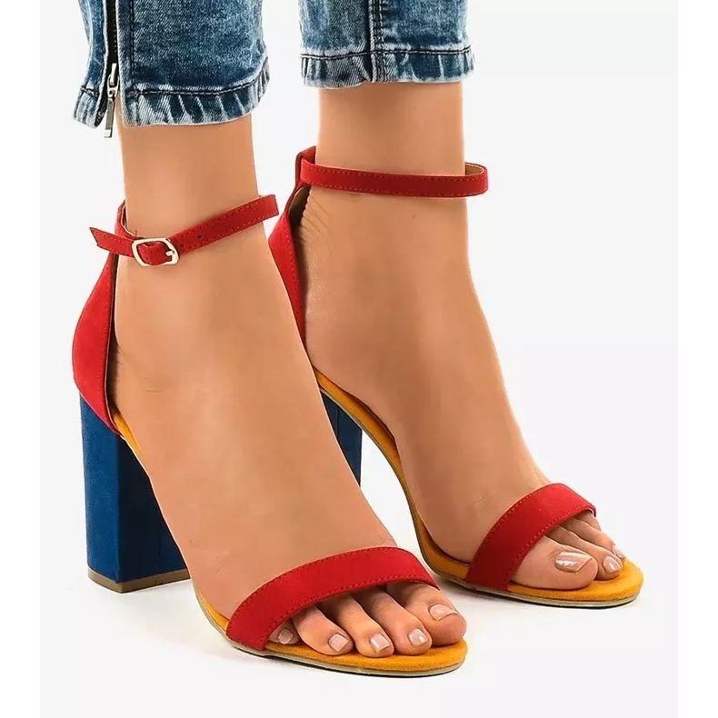 Sandali rossi e blu navy su un palo con fibbia 0280-135 rosso 1