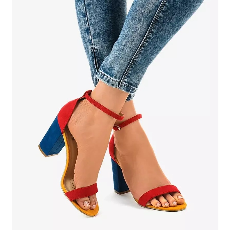 Sandali rossi e blu navy su un palo con fibbia 0280-135 rosso 2