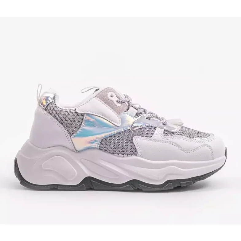 Sneakers sportive bianche con inserti grigi RAL-63 bianca grigio 1