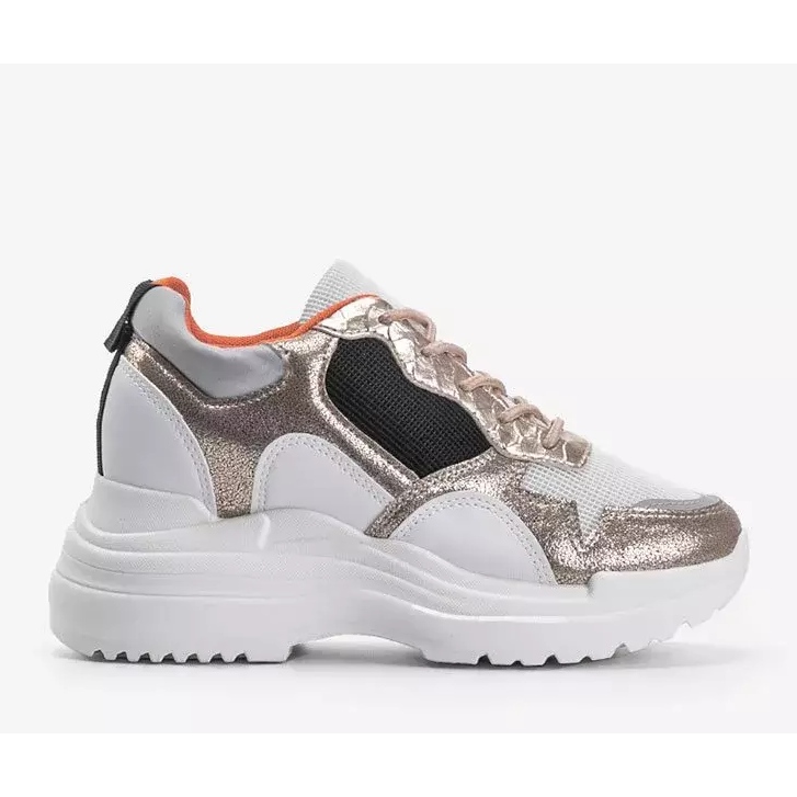 Sneakers con zeppa bianche e oro Alexandra bianco d'oro 1