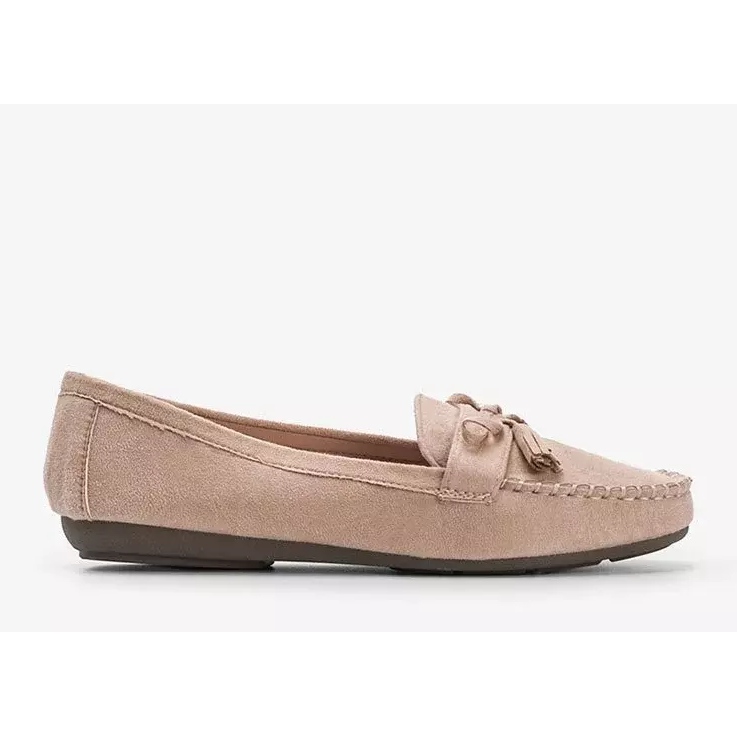 Mocassini da donna beige con fiocco Kassandra 1