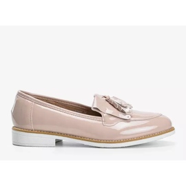 Scarpe laccate beige con frange Lorena 2