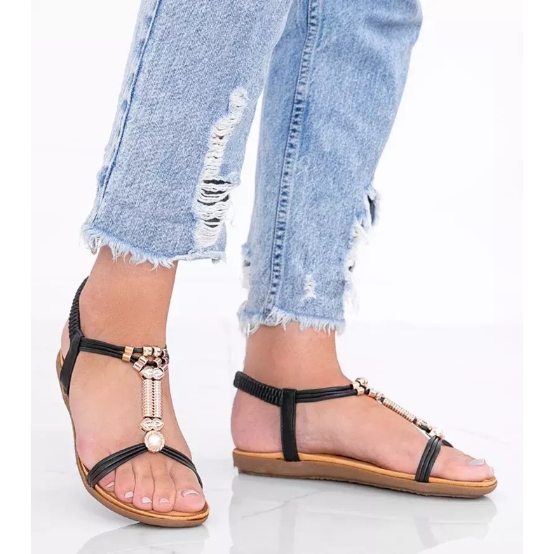 Sandali neri da donna Liva nero 1