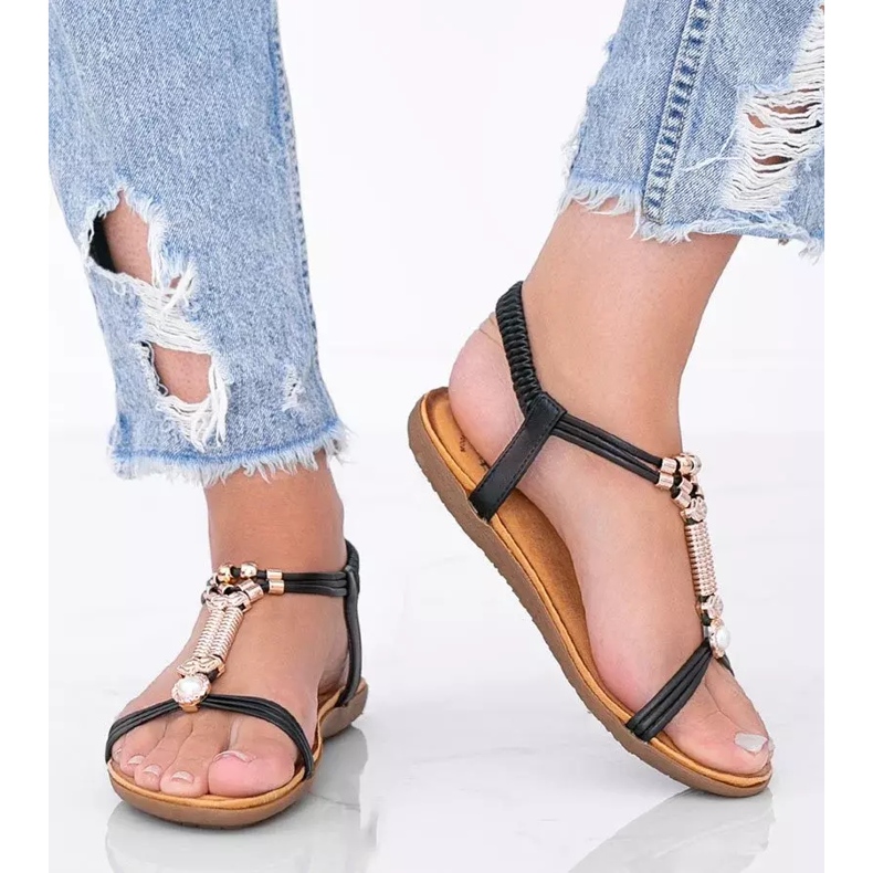 Sandali neri da donna Liva nero 2