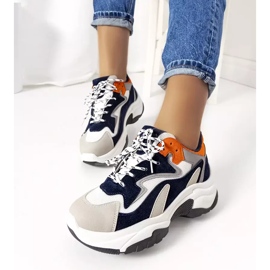 PA1 Sneakers con suola alta blu navy di Monica bianca arancia grigio 1