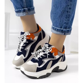 PA1 Sneakers con suola alta blu navy di Monica bianca arancia grigio 2