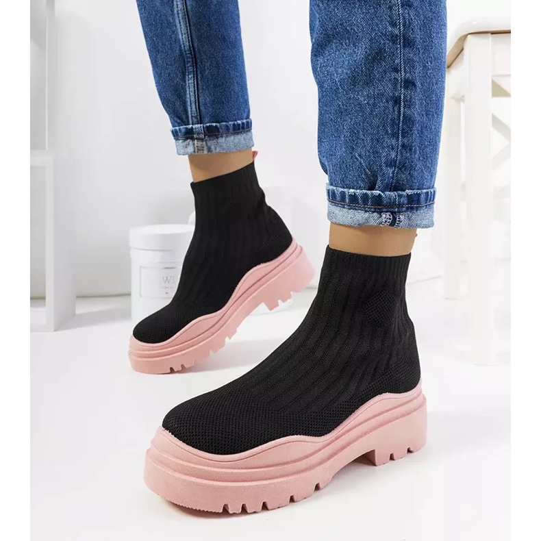 Sneakers alte nere e rosa di Marks nero 1