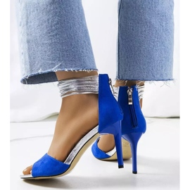 Sandali blu con tacco Vasquez d'argento 2