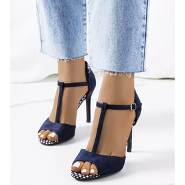 Inna Sandali blu navy su tacco Munger 1