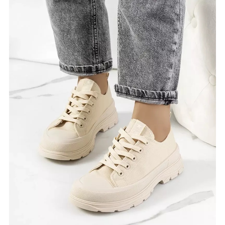 Sneakers beige con suola spessa Beat 1