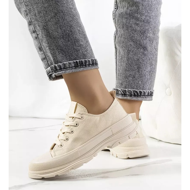 Sneakers beige con suola spessa Beat 2