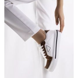 Sneakers bianche con suola spessa Scrabster bianca marrone 2