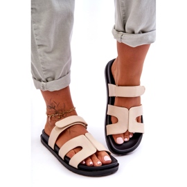 Pantofole Velcro Donna Classiche Pelle Beige Amedon 3