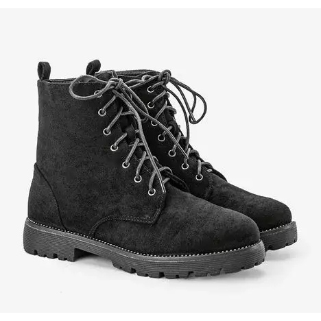 Scarponcini da trekking neri allacciati con zirconi Tough nero 2