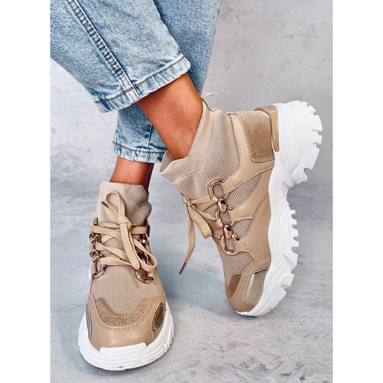 Scarpe da ginnastica a calzino Petra Khaki beige 2
