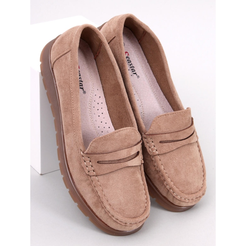 Mocassini in pelle scamosciata con soletta in pelle di Marit Khaki beige 1