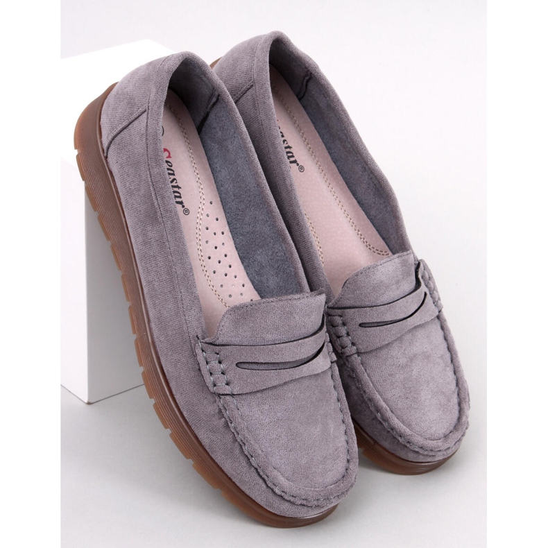 Mocassini in pelle scamosciata con soletta in pelle Marit Grey grigio 1