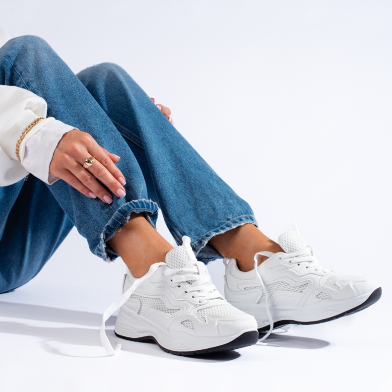 Sneakers stringate bianche da donna Shelovet bianco 1