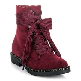 Vices New Collection Stivali con lacci larghi bordeaux rosso 1