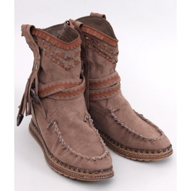 Stivaletti con zeppa e frange Lotz Khaki marrone 1