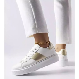 Sneakers bianche con striscia dorata di Aurélie bianco 1