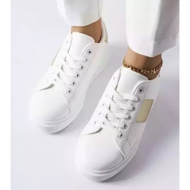 Sneakers bianche con striscia dorata di Aurélie bianca 2