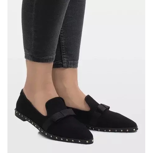 Scarpe slip-on nere con borchie B12-12 nero 2