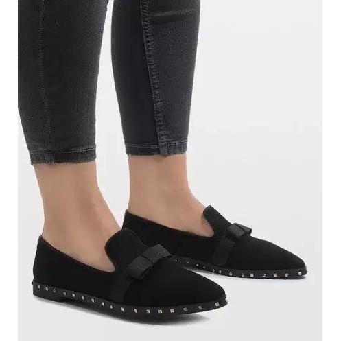 Scarpe slip-on nere con borchie B12-12 nero 1