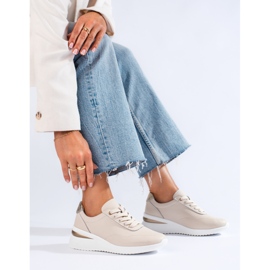 Sneakers con zeppa in pelle beige di Shelovet 1