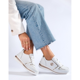 Scarpe sportive da donna in pelle bianca Shelovet bianco 1