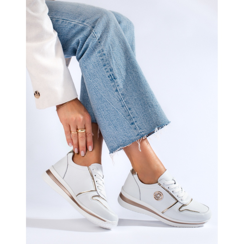 Scarpe sportive da donna in pelle bianca Shelovet bianco 1