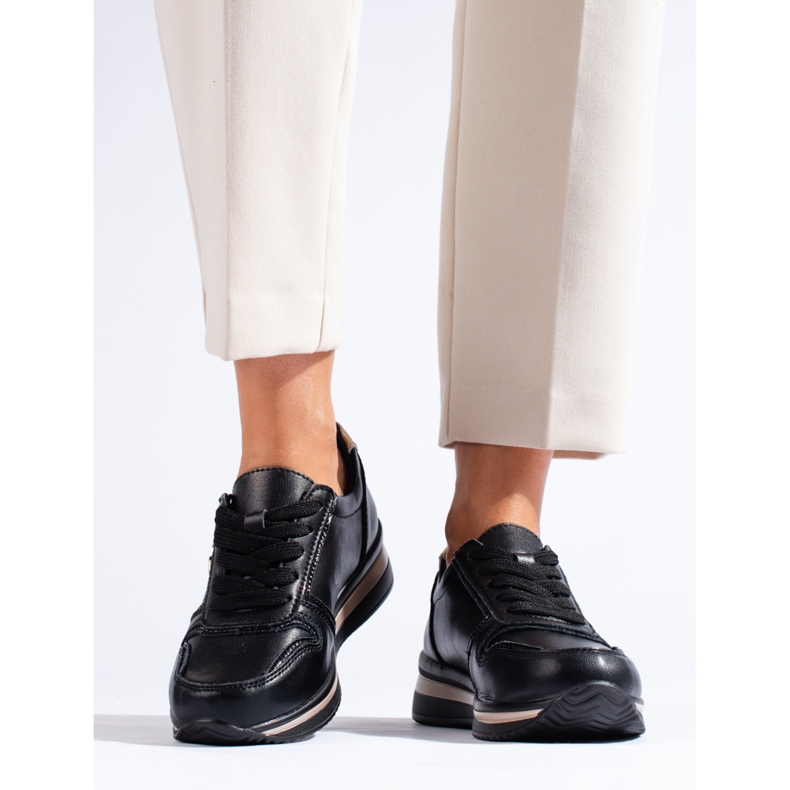 Scarpe da ginnastica in pelle nera Shelovet nero 2