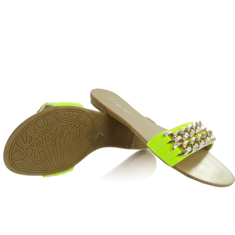 Ciabatte con catena oro MB-6272 giallo-fluo d'oro 1